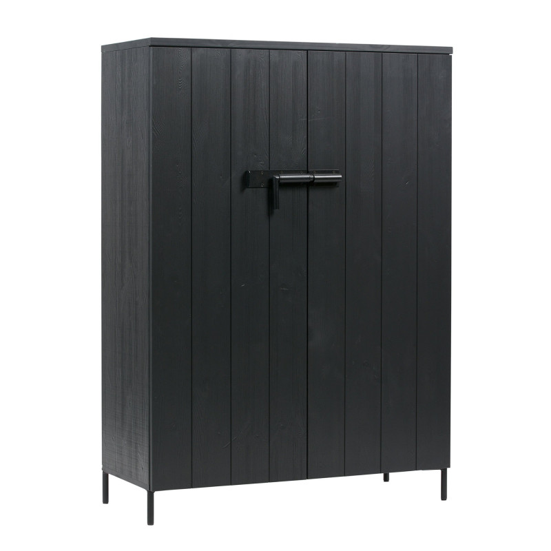 Armoire 2 portes en pin brossé noir Armoire 2 portes en pin brossé noir