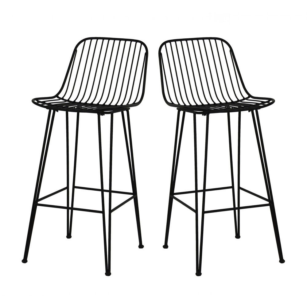 Lot de 2 chaises de bar design en métal 67cm noir Lot de 2 chaises de bar design en métal 67cm noir