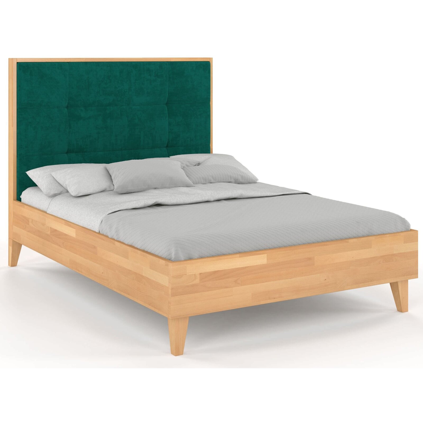 Lit avec tête de lit sommier hêtre massif vert 140x200cm Lit avec tête de lit sommier hêtre massif vert 140x200cm