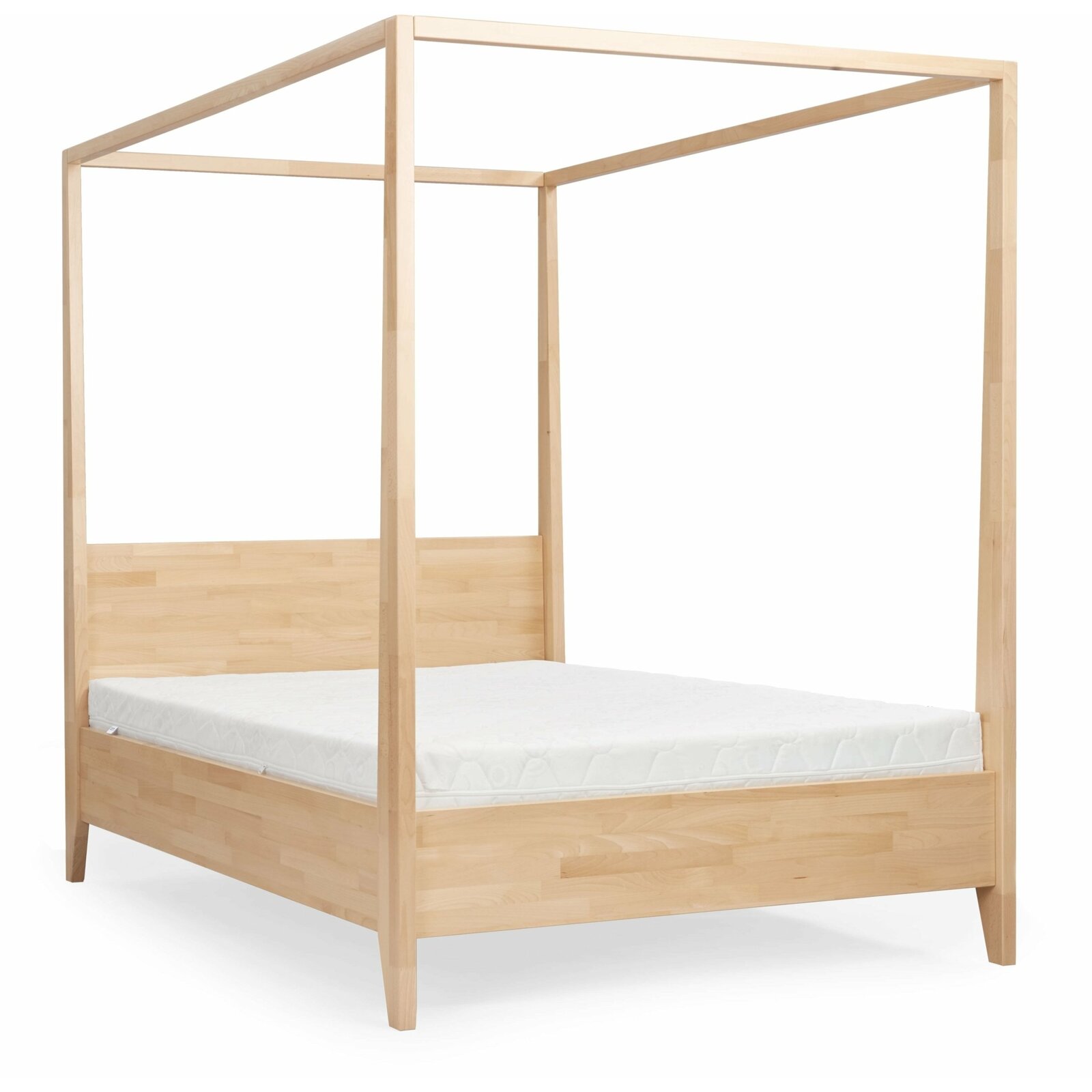 Lit baldaquin tête de lit et sommier hêtre massif 200x200cm Lit baldaquin tête de lit et sommier hêtre massif 200x200cm