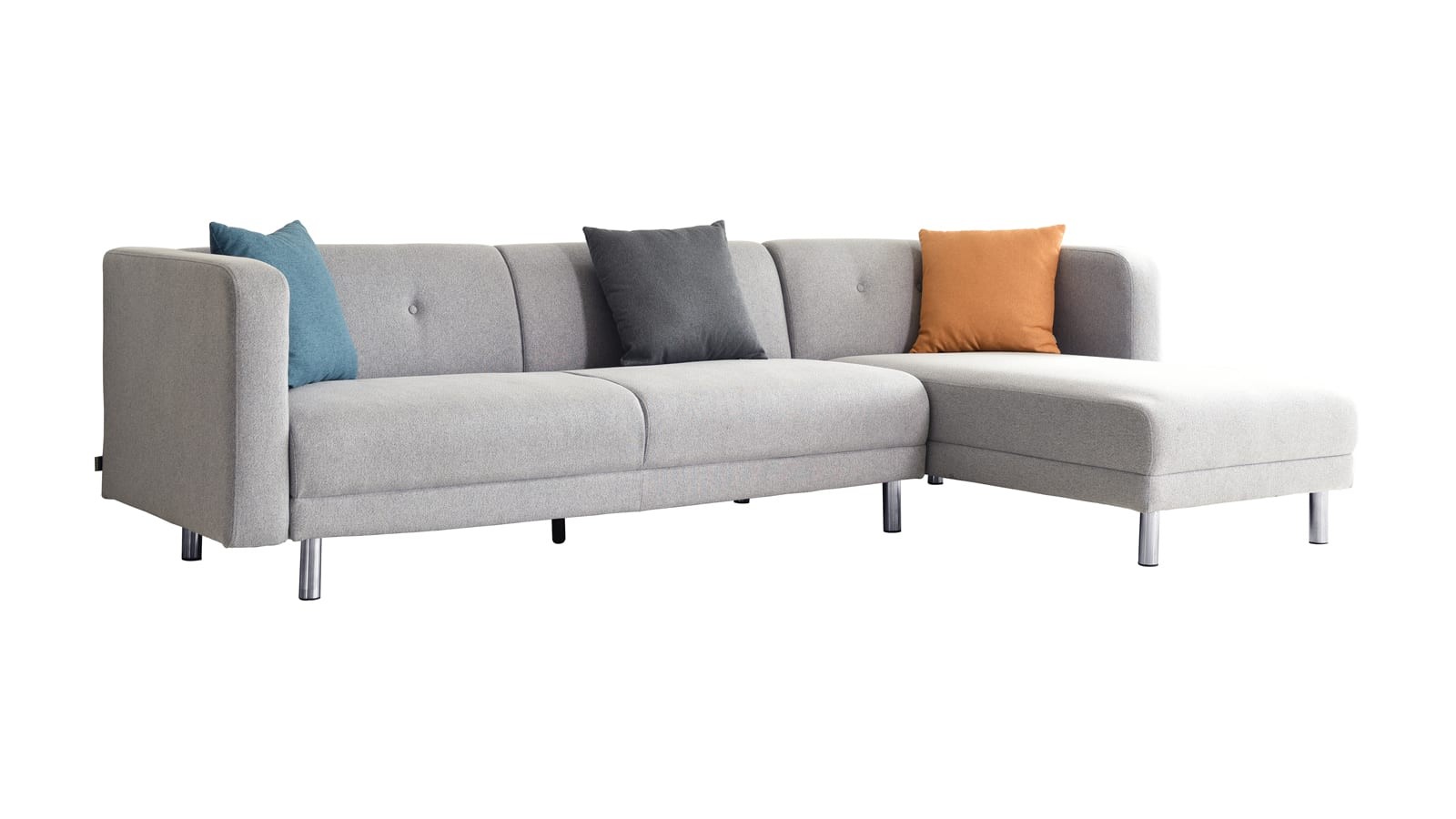Canapé d'angle convertible 5 places en tissu gris clair