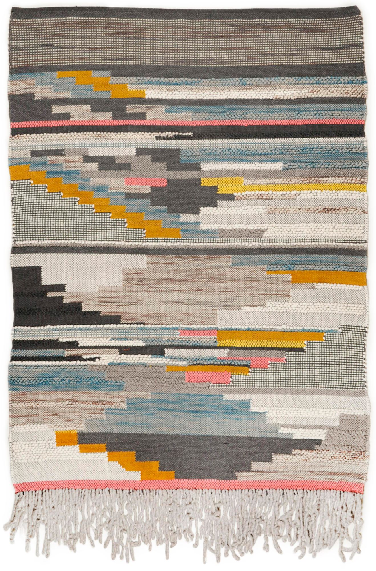 Tapis structure en laine fait à la main multicolore 190x290 Tapis structure en laine fait à la main multicolore 190x290