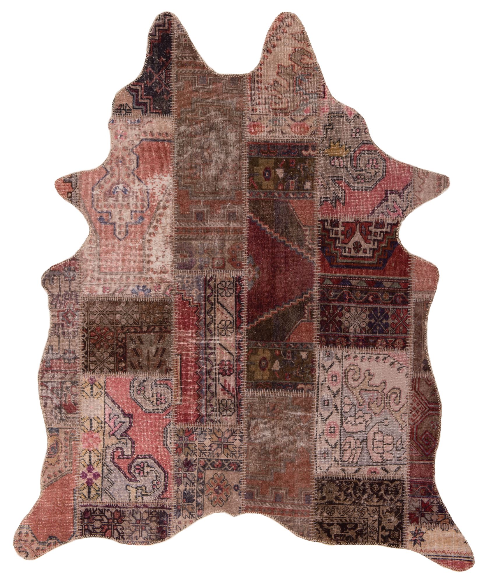 Tapis en peau de vache artificielle patchwork multicolore 100x130 Tapis en peau de vache artificielle patchwork multicolore 100x130