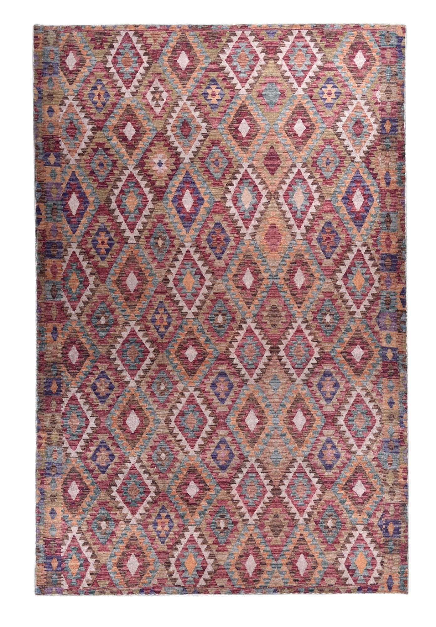 Tapis imprimé en motif kelim vintage - multicolore 70x140 cm Tapis imprimé en motif kelim vintage - multicolore 70x140 cm