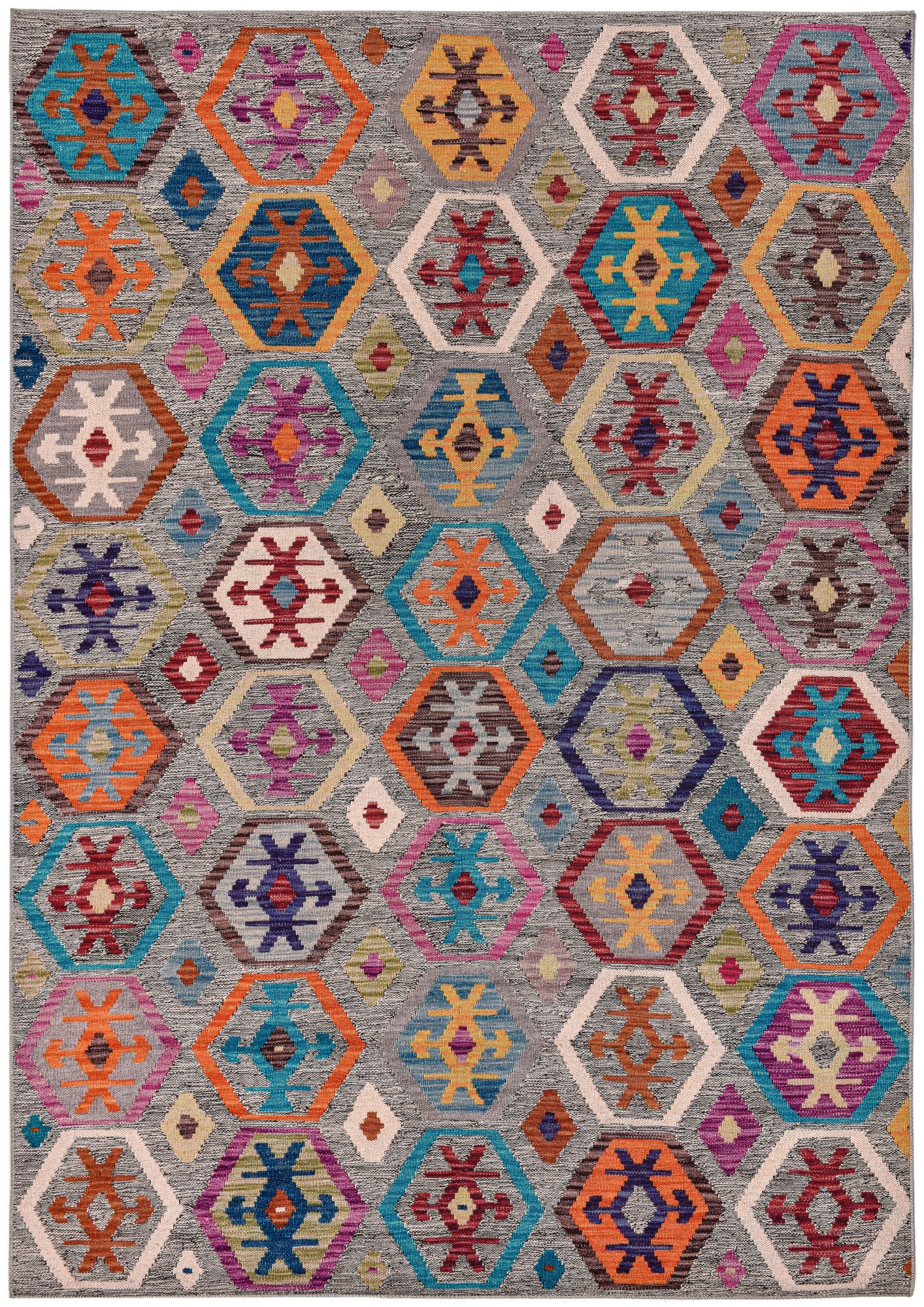 Tapis imprimé en motif kelim vintage - gris 160x230 cm Tapis imprimé en motif kelim vintage - gris 160x230 cm