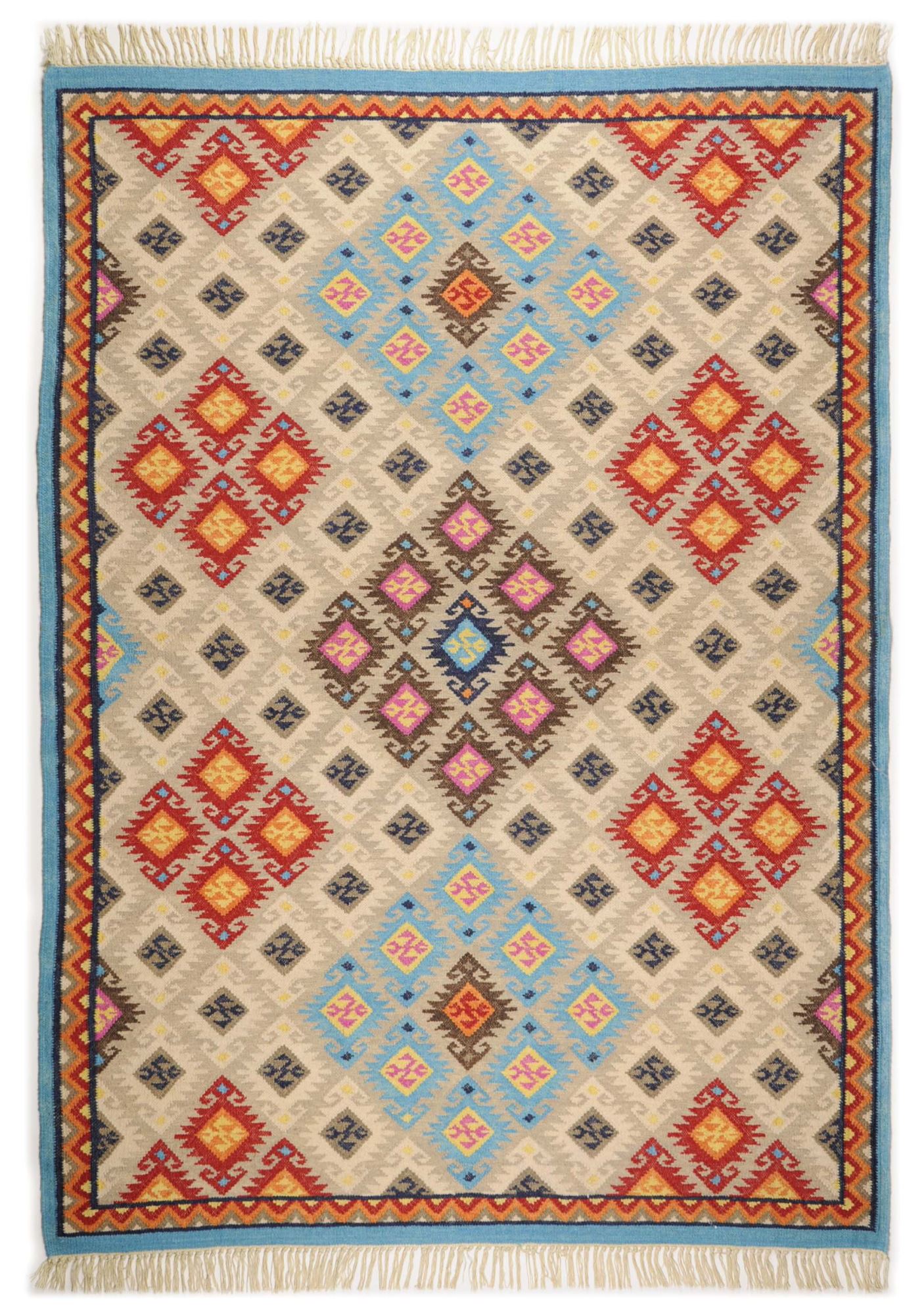 Tapis kelim en laine tissé à la main multi 70x140