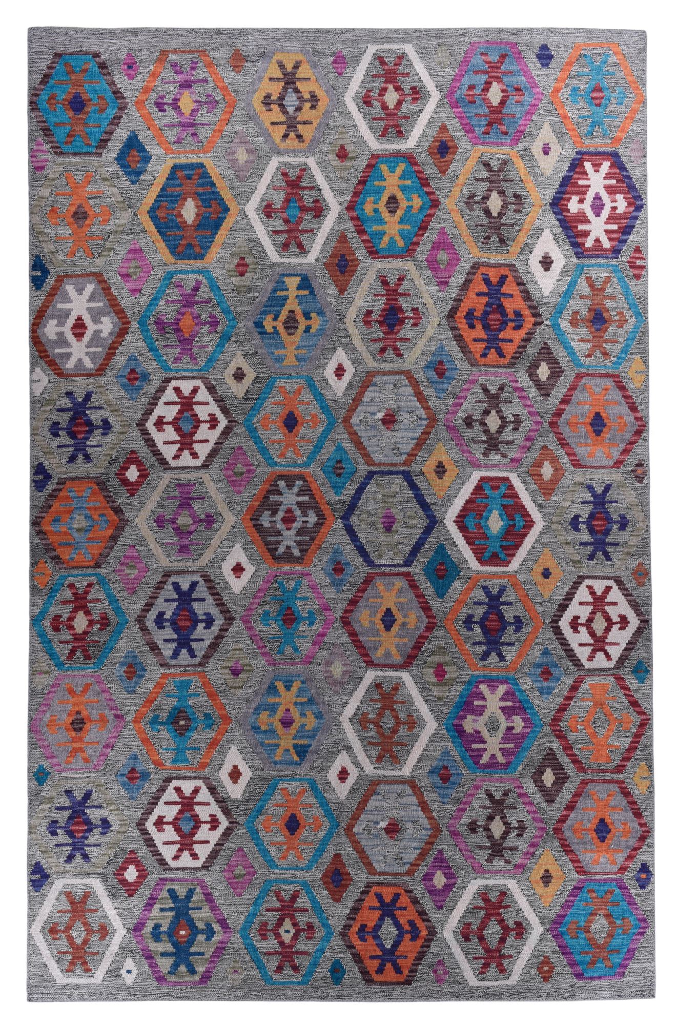 Tapis imprimé en motif kelim vintage gris 70x140 Tapis imprimé en motif kelim vintage gris 70x140