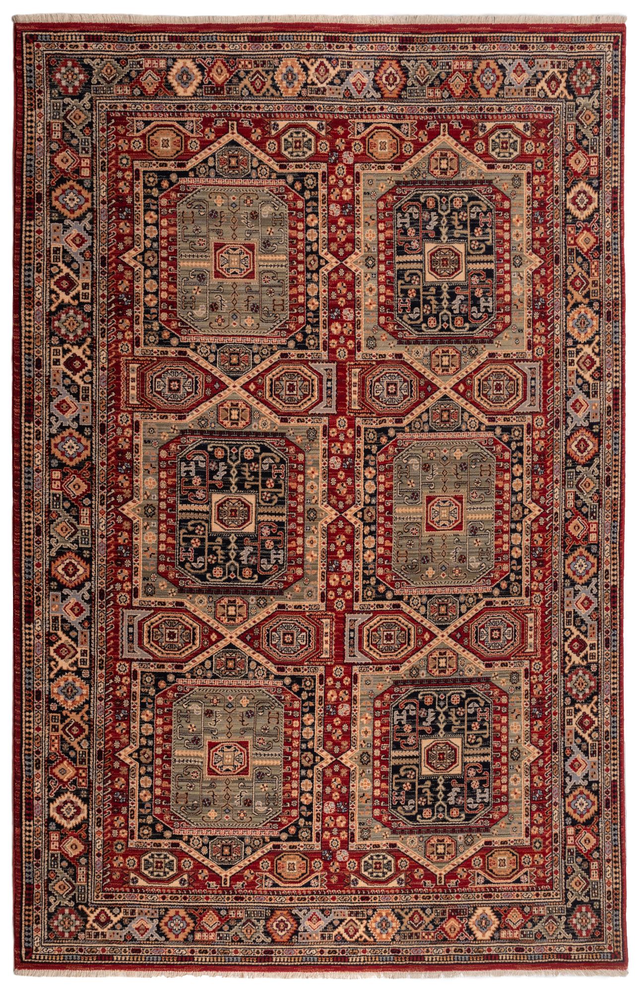 SAHARNA YALAMEH - Tapis oriental en laine rouge et marron 80x150