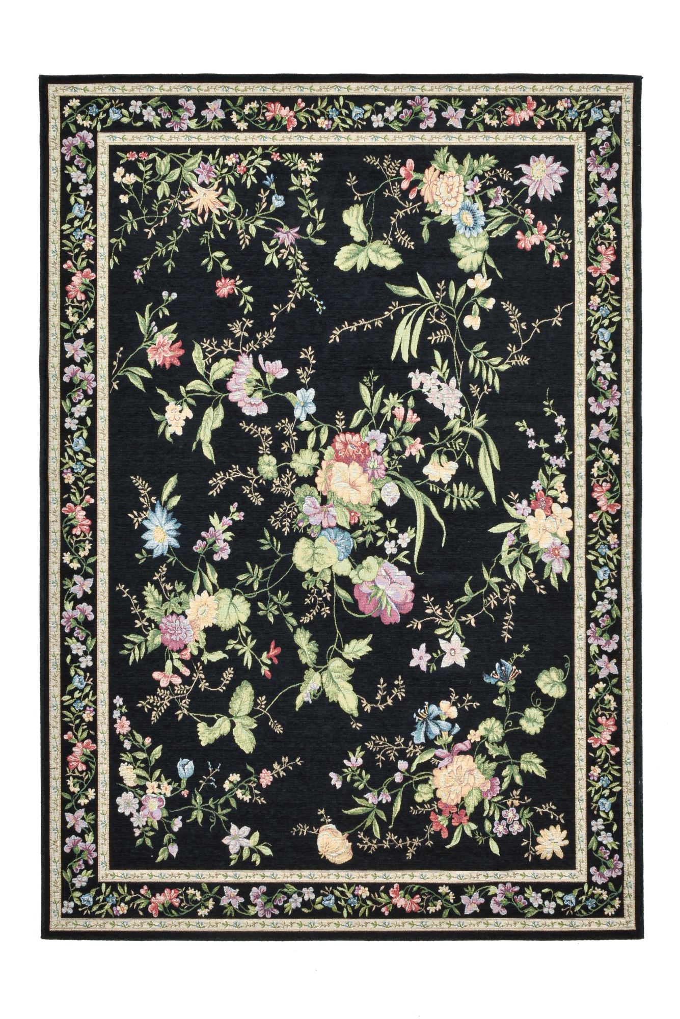 Tapis comme un pré de fleurs noir 140x200 Tapis comme un pré de fleurs noir 140x200