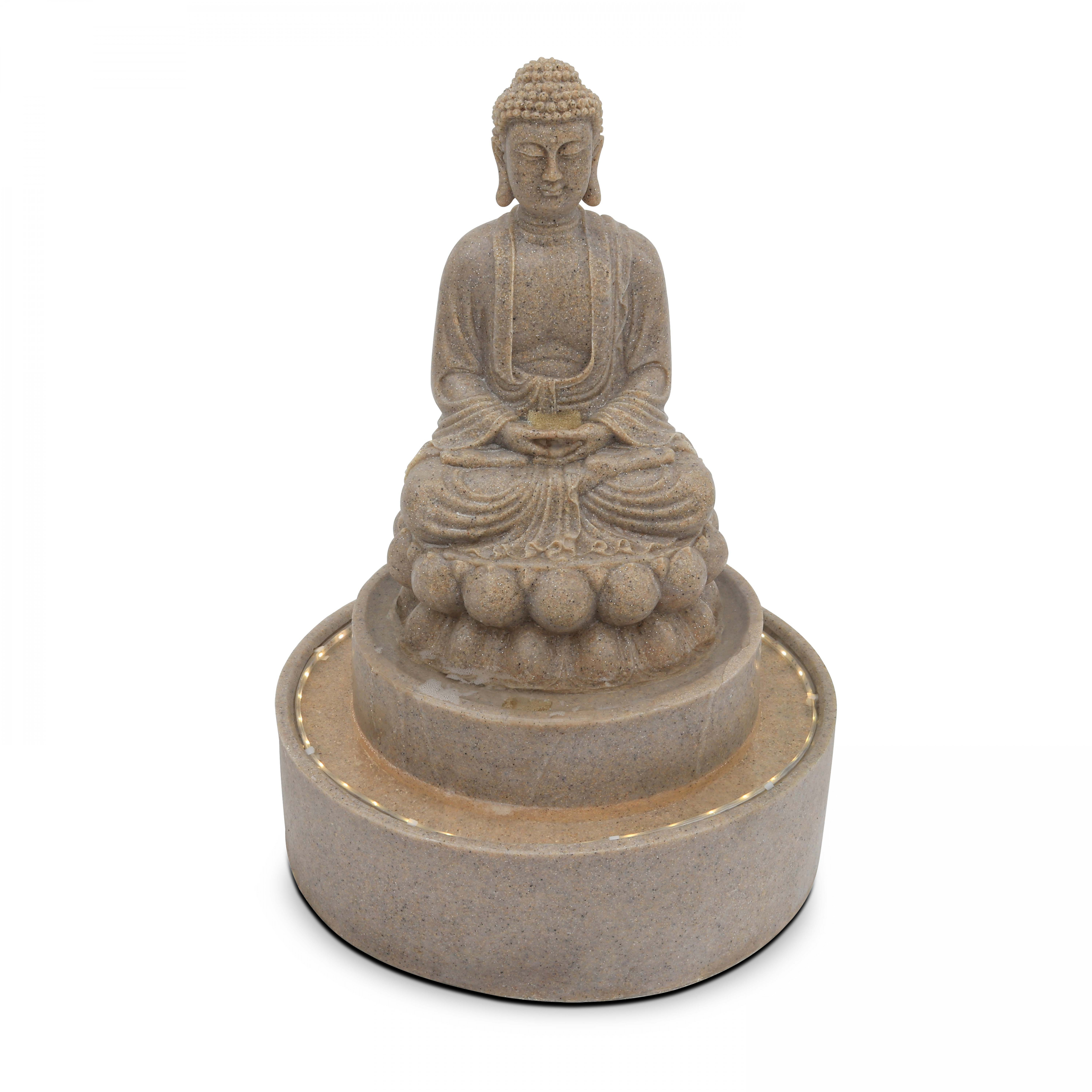 Fontaine Bouddha pierre reconstituée avec LED gris Fontaine Bouddha pierre reconstituée avec LED gris