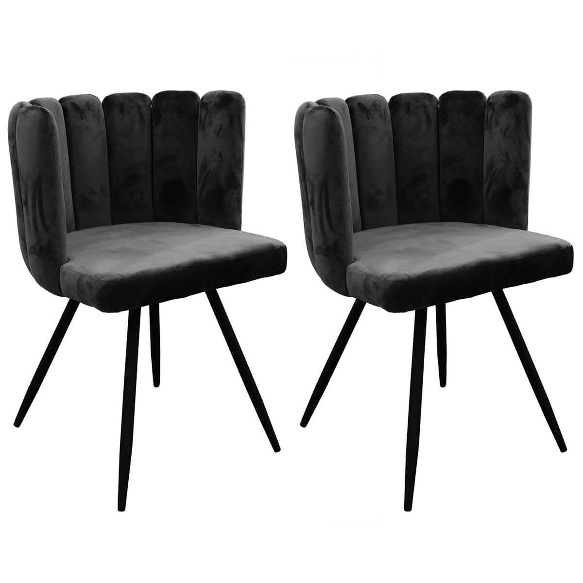 Lot  de 2 chaises velours noir