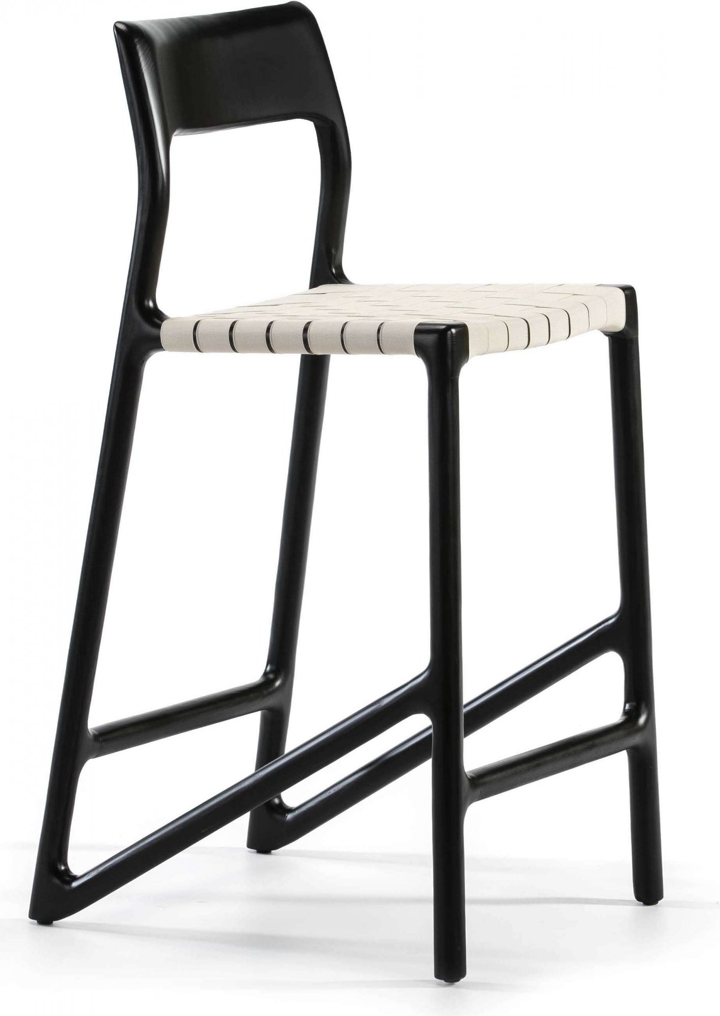 Tabouret de bar bois massif noir et blanc