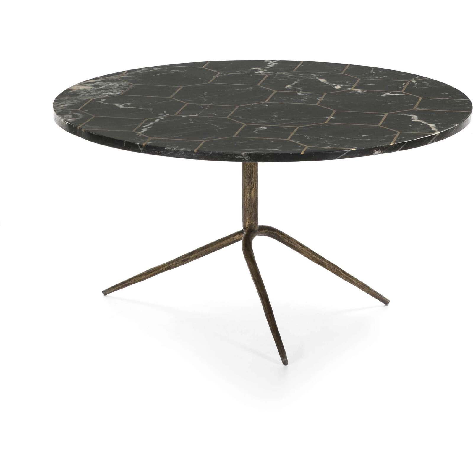 Table basse design ronde plateau marbre noir d80cm
