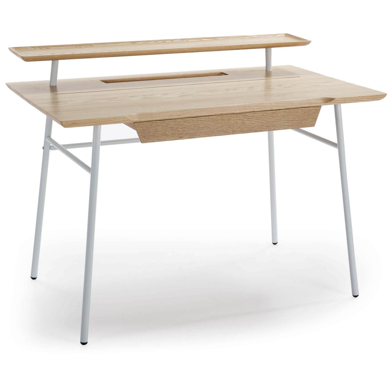Bureau tradition en bois 1 tiroir blanc et bois clair Bureau tradition en bois 1 tiroir blanc et bois clair