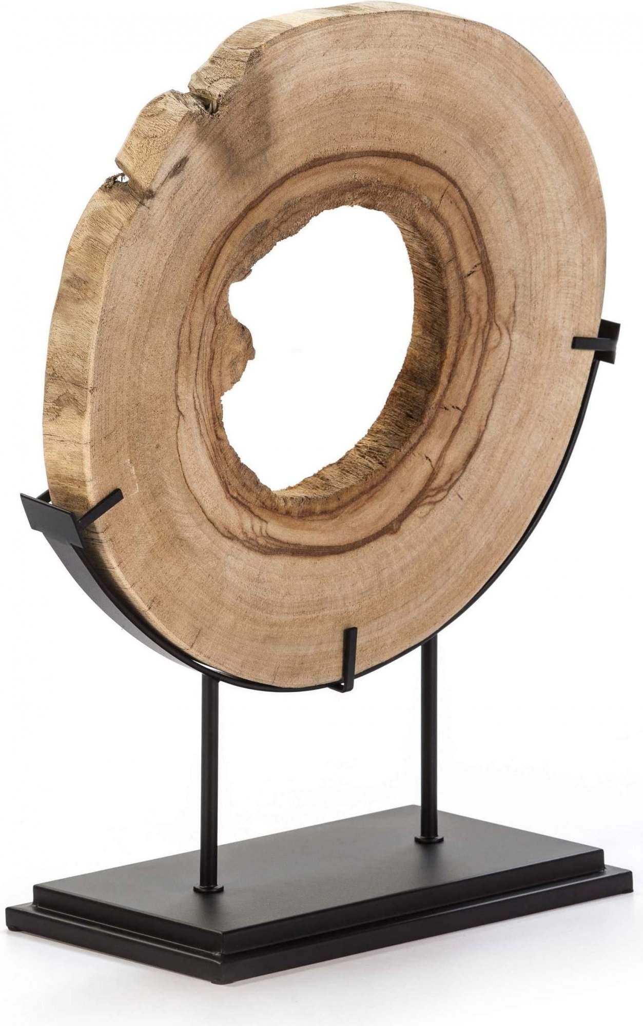 Sculpture en bois clair et métal noir Sculpture en bois clair et métal noir