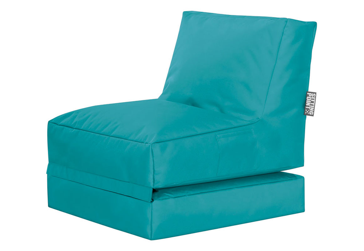 Pouf extérieur uni bleu pétrole dépliable (photo) Pouf extérieur uni bleu pétrole dépliable