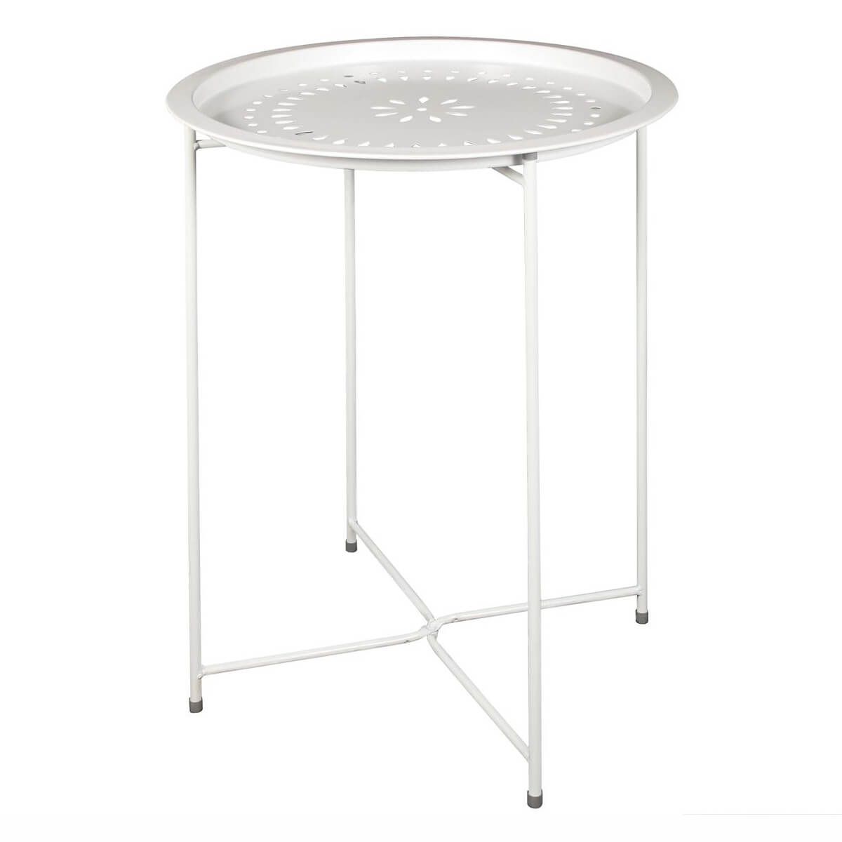 Table d'Appoint Ronde Métallique Blanche