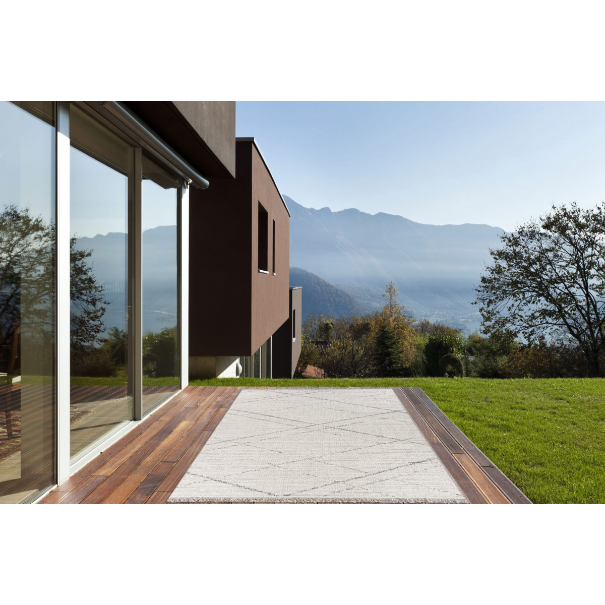 Tapis rayé design en polypropylène crème 194x290 Tapis rayé design en polypropylène crème 194x290