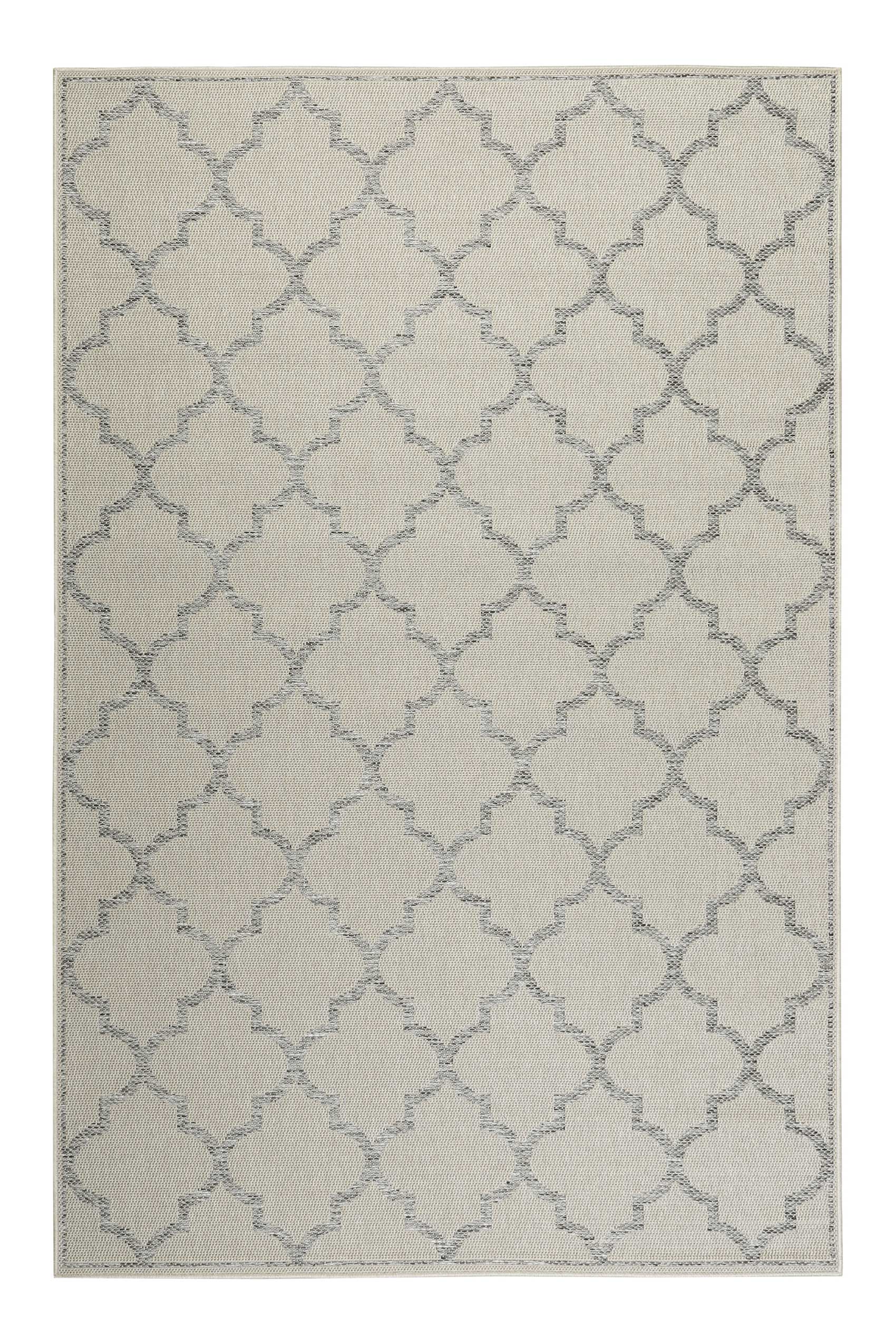 Tapis exterieur beige motif oriental gris 290x200