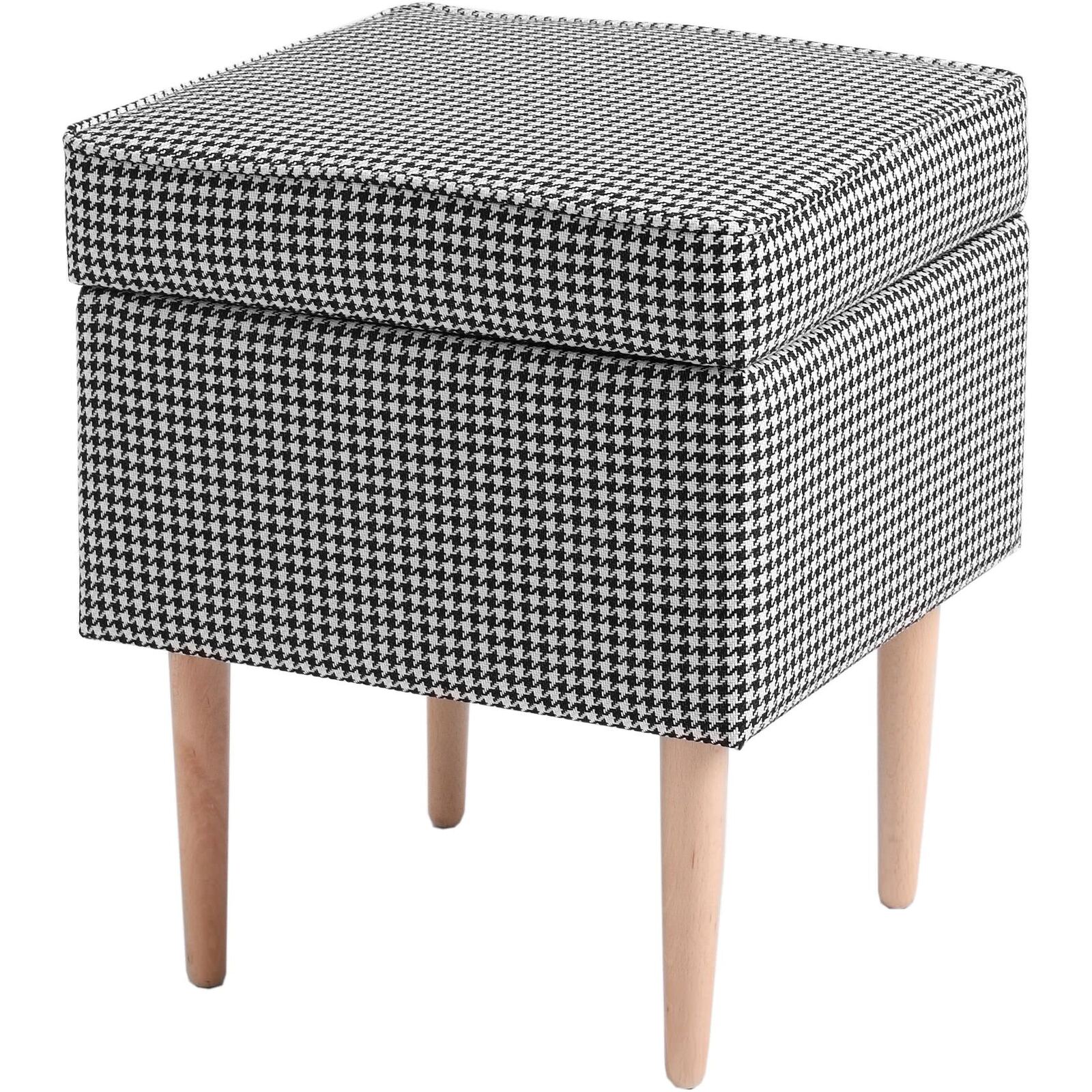 Pouf tissu pied-de-poule noir et blanc h50cm Pouf tissu pied-de-poule noir et blanc h50cm