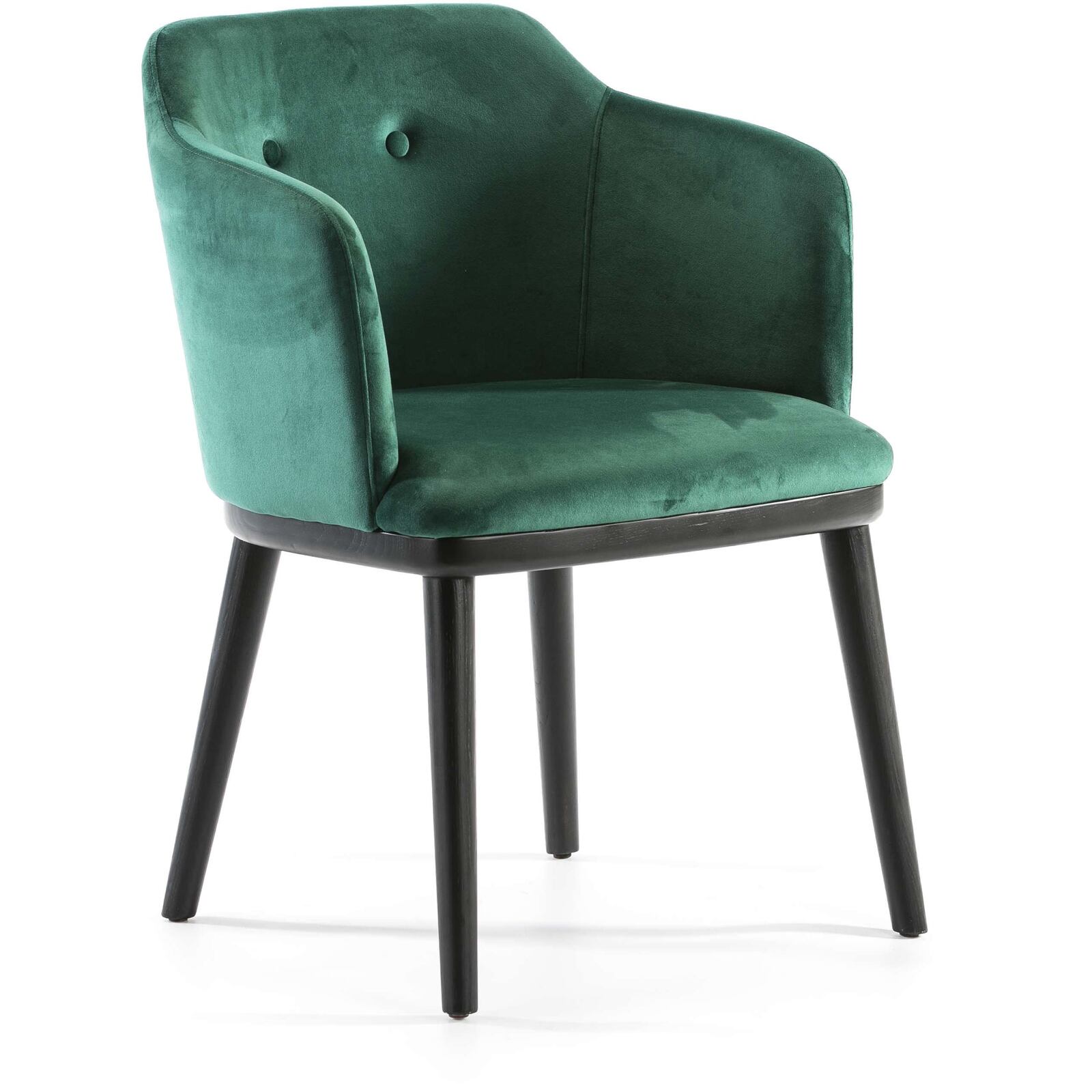 Fauteuil design rembourré couleur assise vert pieds noir