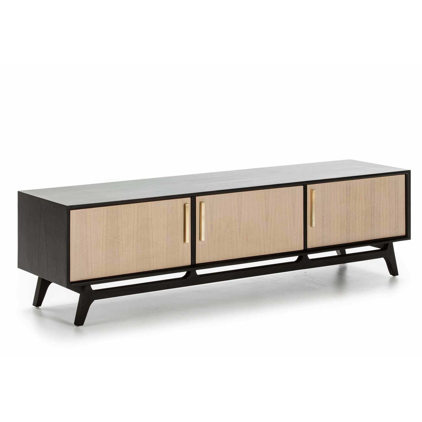 Meuble tv en bois couleur noir et bois clair l160cm