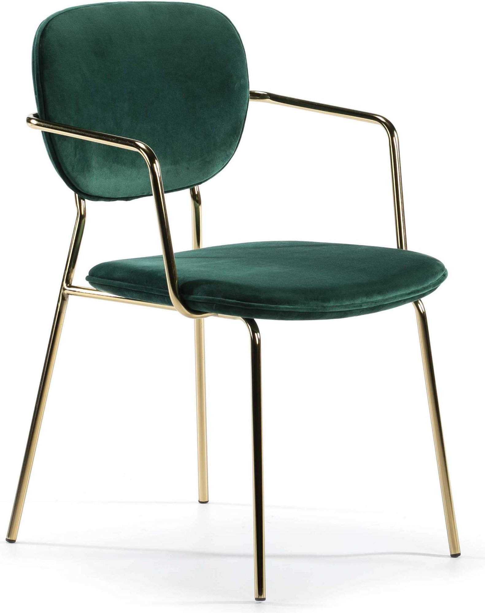 Chaise design rembourrée vert bouteille pietement doré Chaise design rembourrée vert bouteille pietement doré
