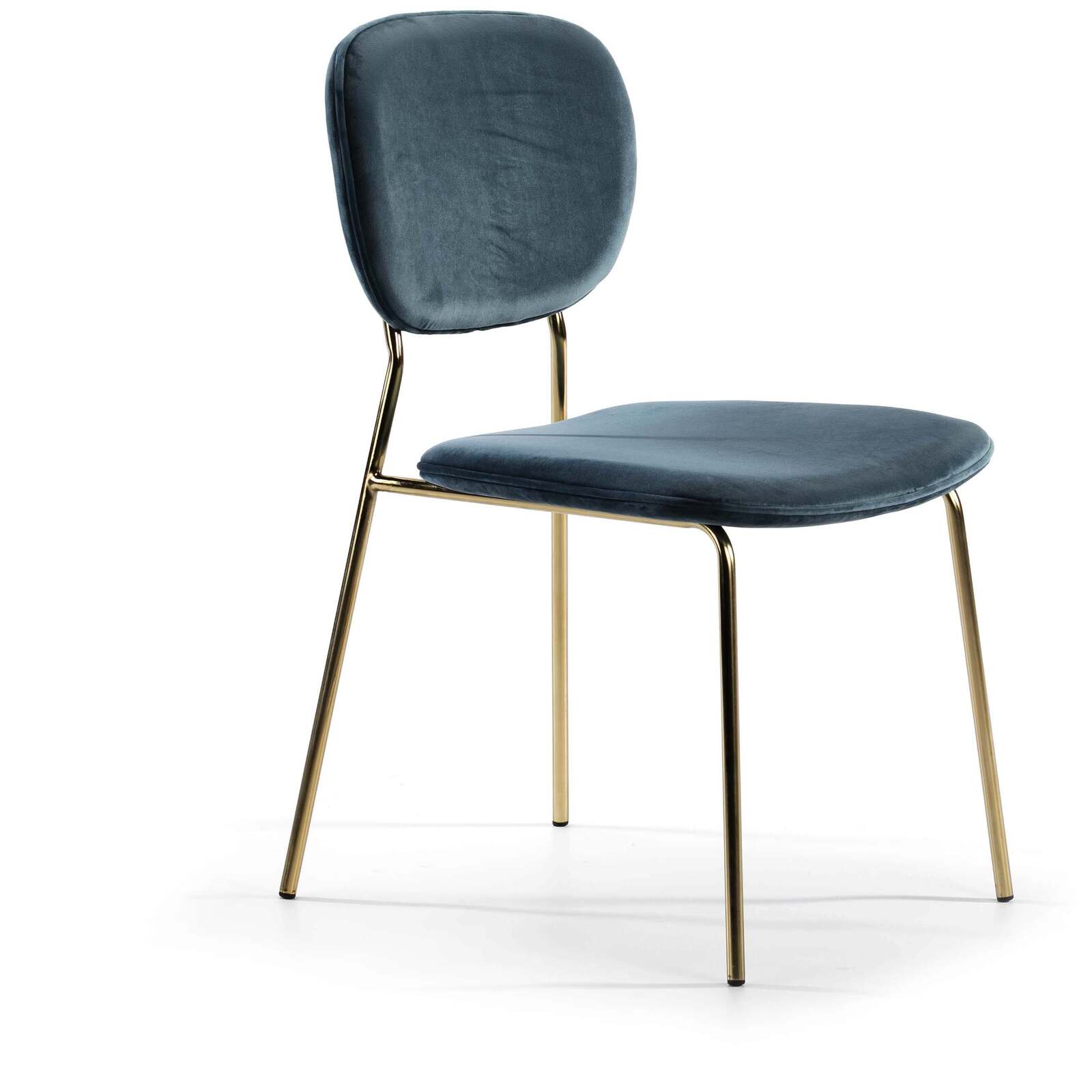 Chaise design rembourrée couleur bleu pétrole pieds doré Chaise design rembourrée couleur bleu pétrole pieds doré