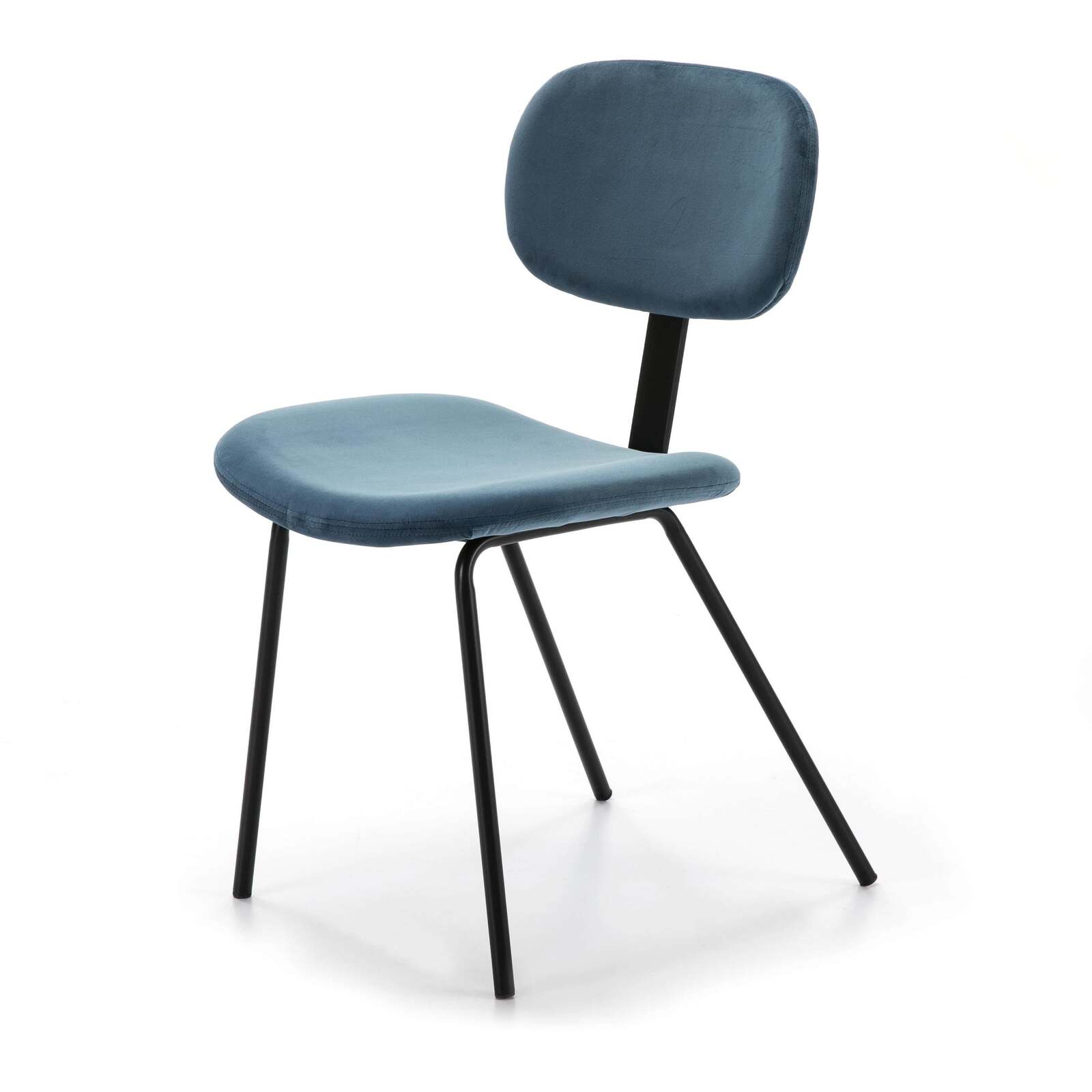 Chaise design rembourrée couleur bleu pétrole pieds noir Chaise design rembourrée couleur bleu pétrole pieds noir
