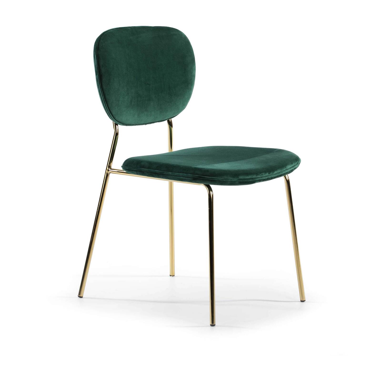 Chaise design rembourrée couleur vert pietement doré (photo) Chaise design rembourrée couleur vert pietement doré
