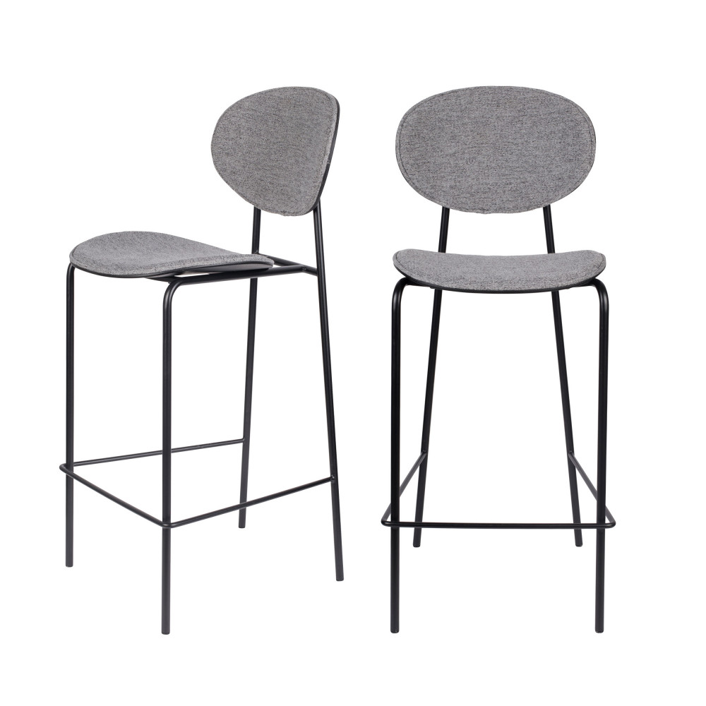 2 tabourets de bar en tissu 66cm gris clair 2 tabourets de bar en tissu 66cm gris clair