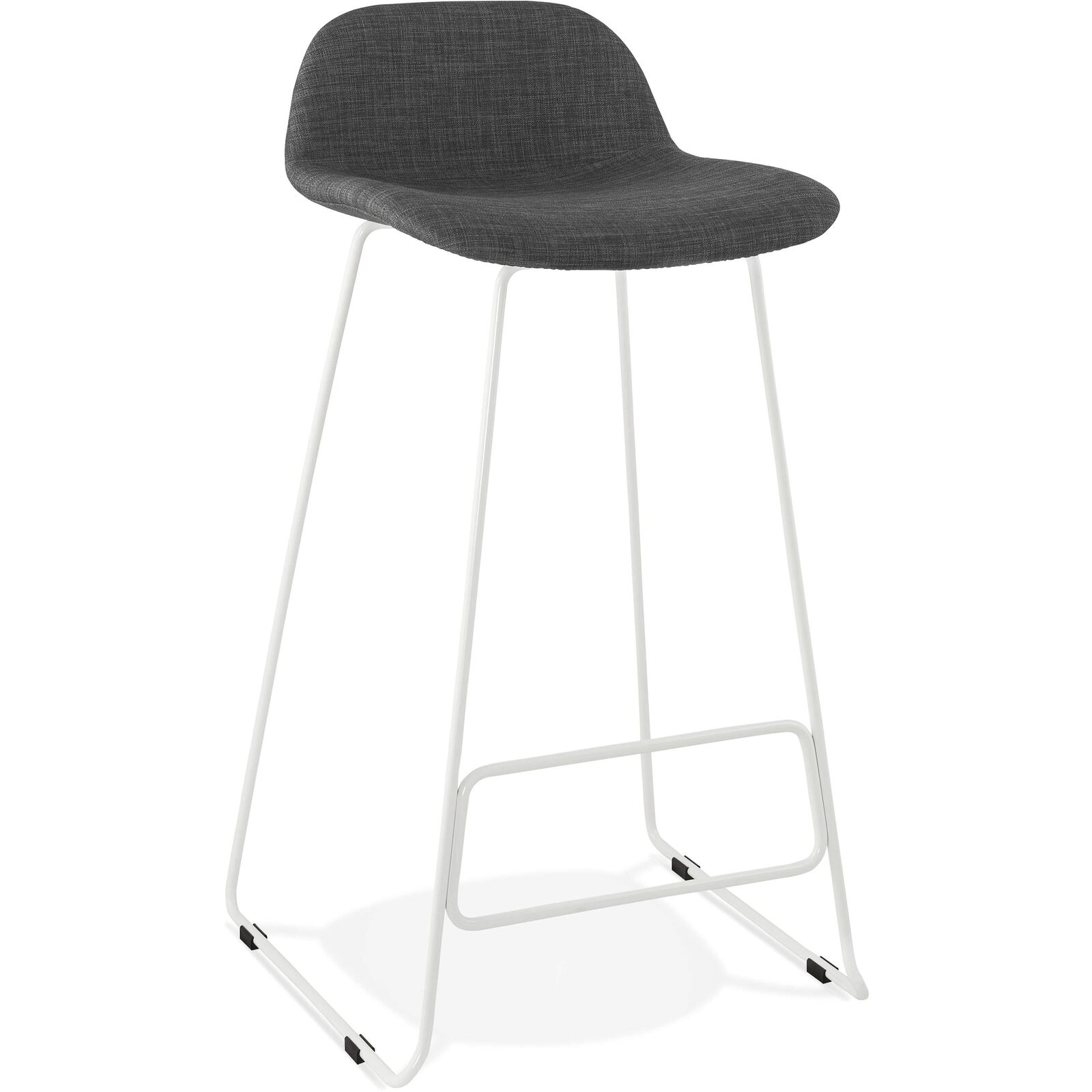 Tabouret de bar en tissu gris et métal blanc h95cm