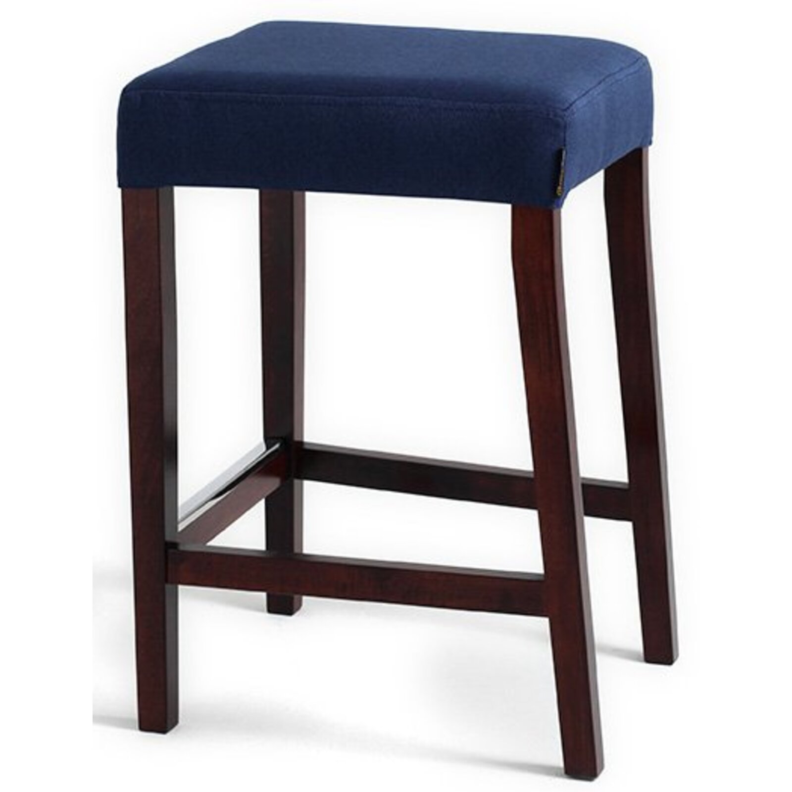 Tabouret tissu rembourrée bleu pieds bois massif clair (photo) Tabouret tissu rembourrée bleu pieds bois massif clair