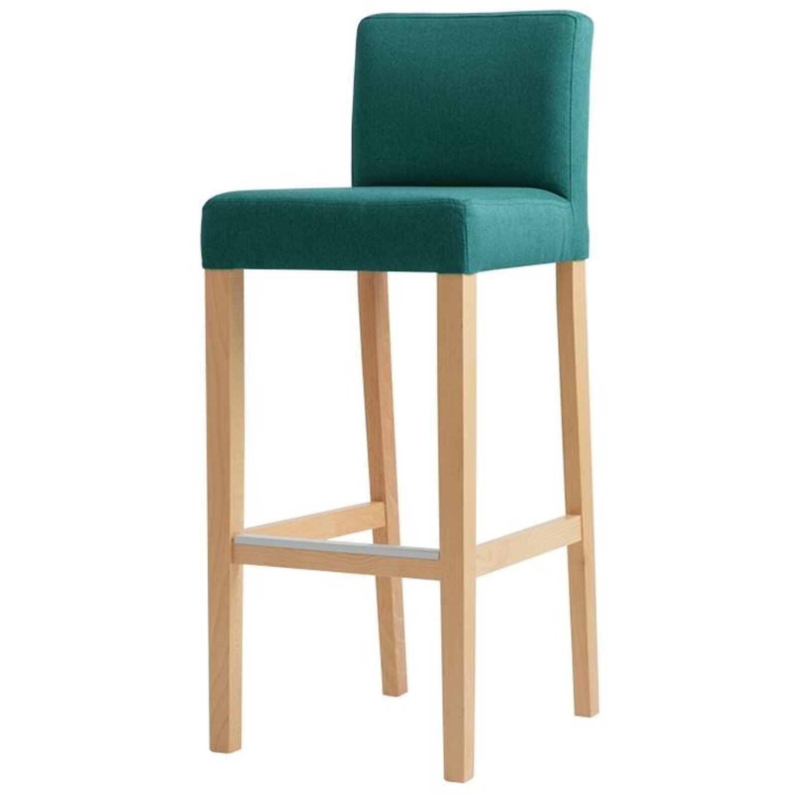 Chaise de bar tissu rembourrée vert pieds bois massif clair Chaise de bar tissu rembourrée vert pieds bois massif clair