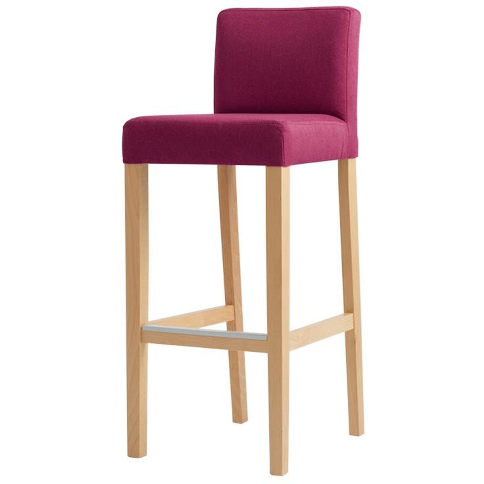 Chaise de bar tissu rembourrée rose pieds bois massif clair Chaise de bar tissu rembourrée rose pieds bois massif clair