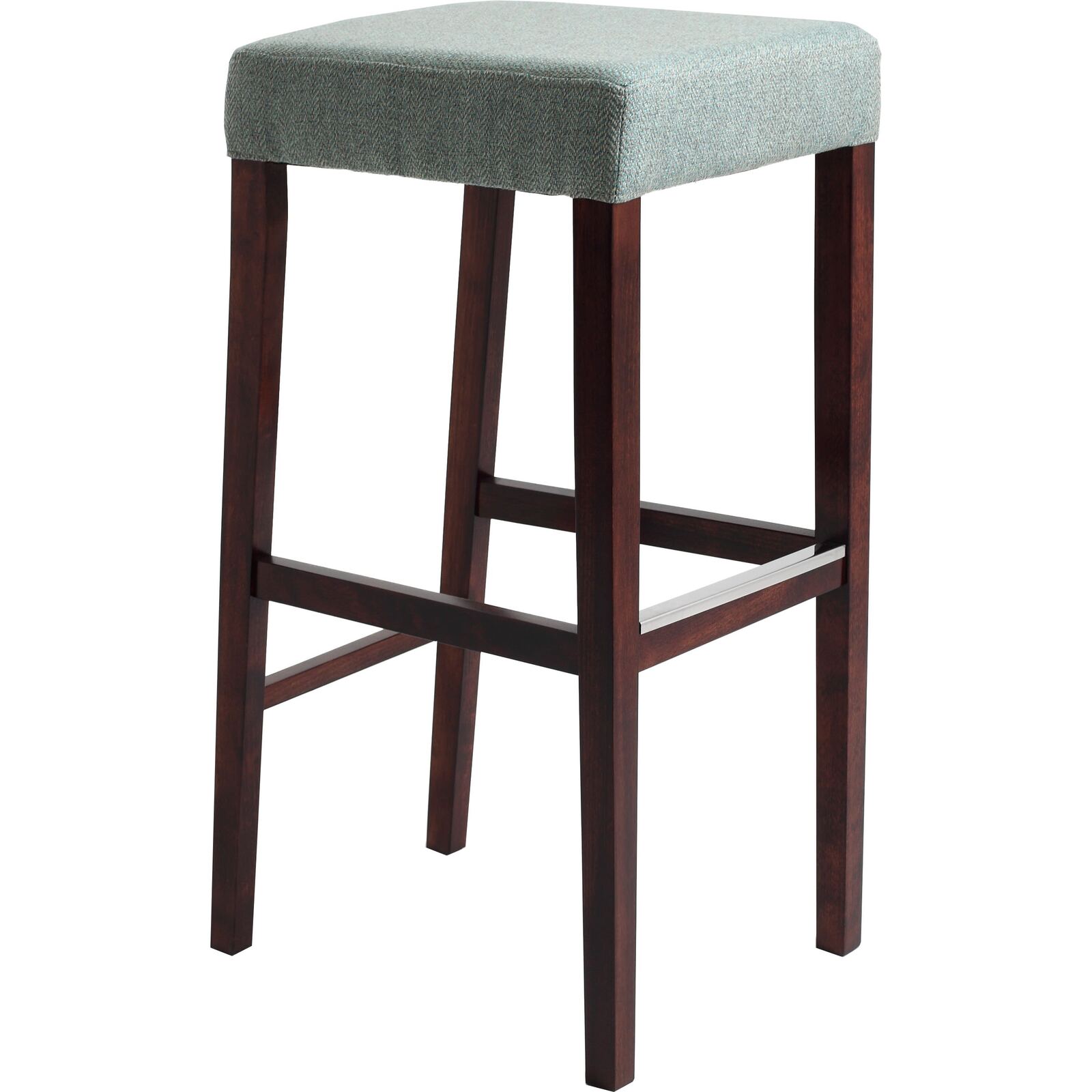 Tabouret bar tissu rembourrée vert pieds bois massif foncé Tabouret bar tissu rembourrée vert pieds bois massif foncé