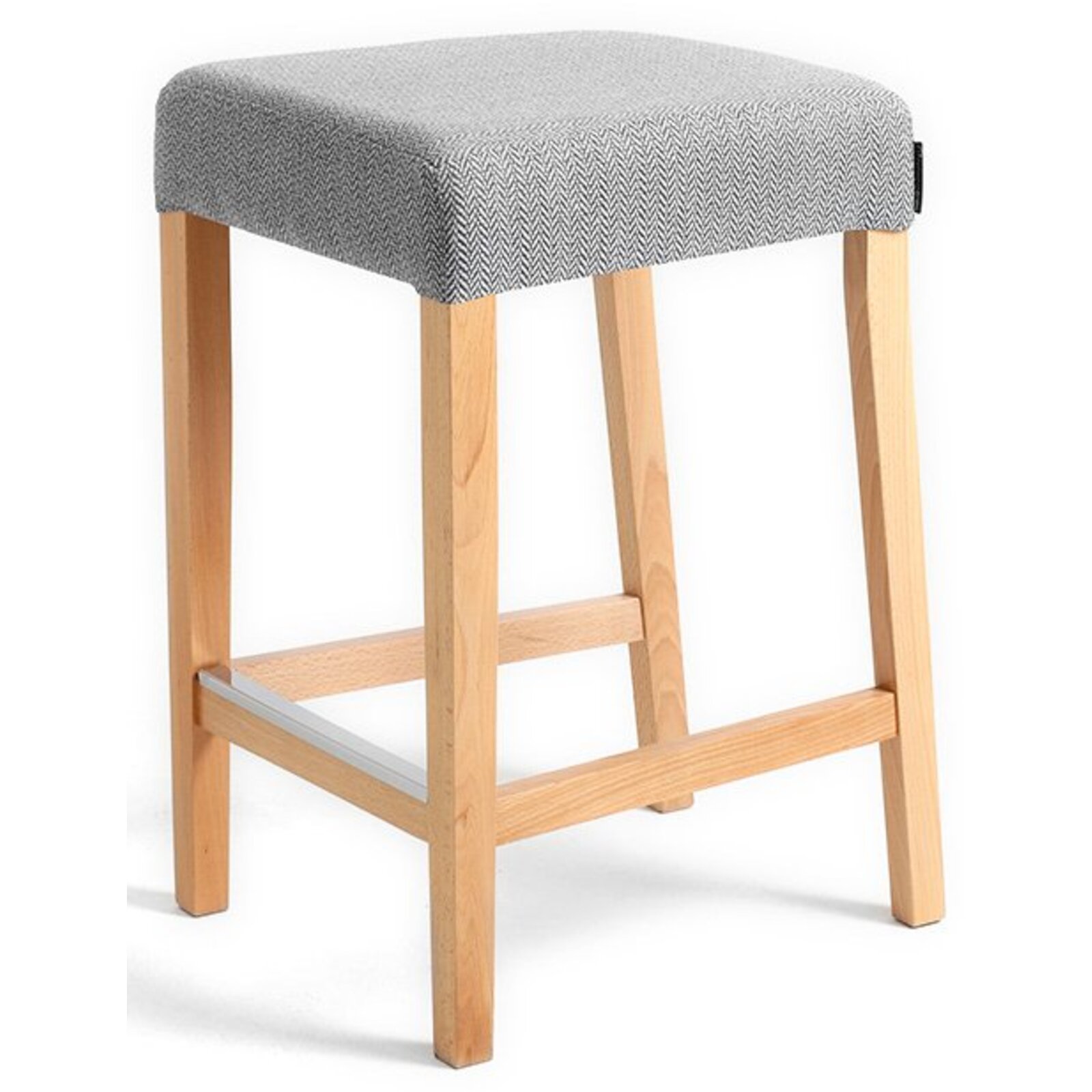 Tabouret tissu rembourrée gris pieds bois massif clair (photo) Tabouret tissu rembourrée gris pieds bois massif clair