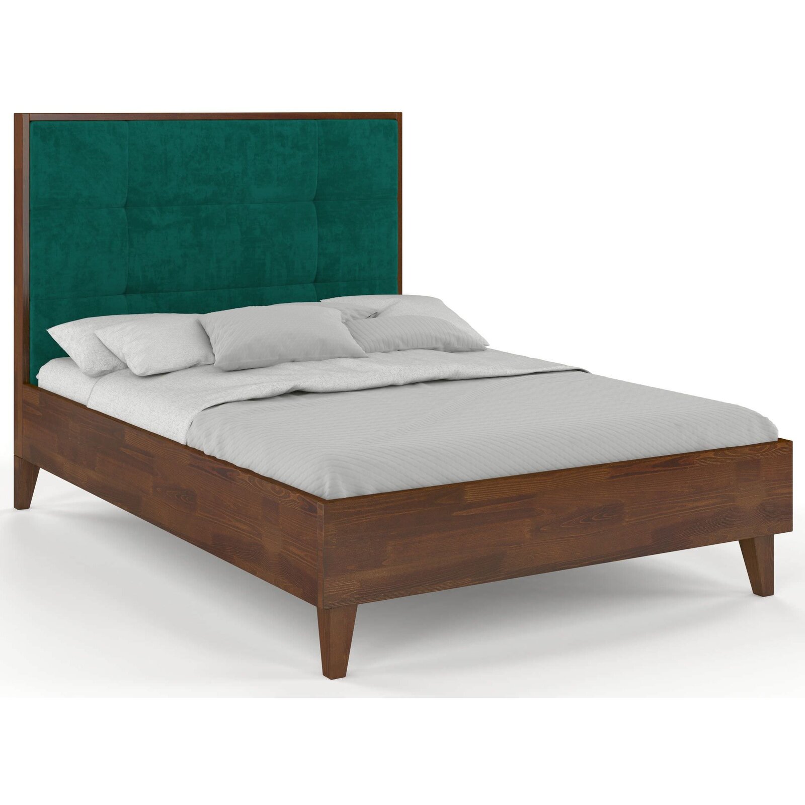 Lit avec tête de lit sommier noyer massif vert 200x200cm Lit avec tête de lit sommier noyer massif vert 200x200cm