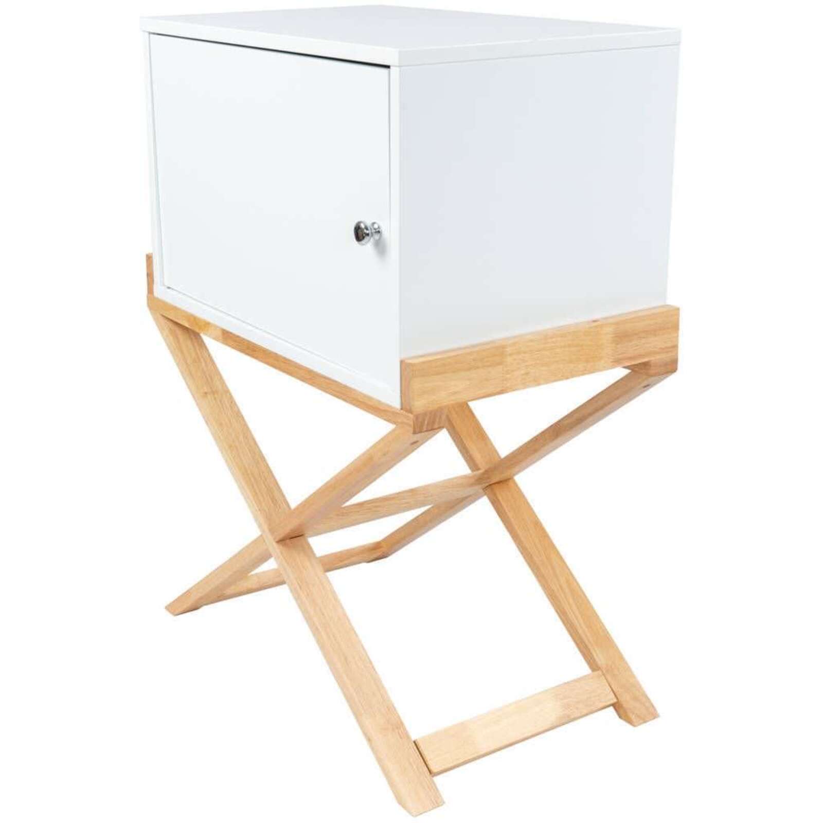 Table de chevet 1 porte couleur blanc et bois clair