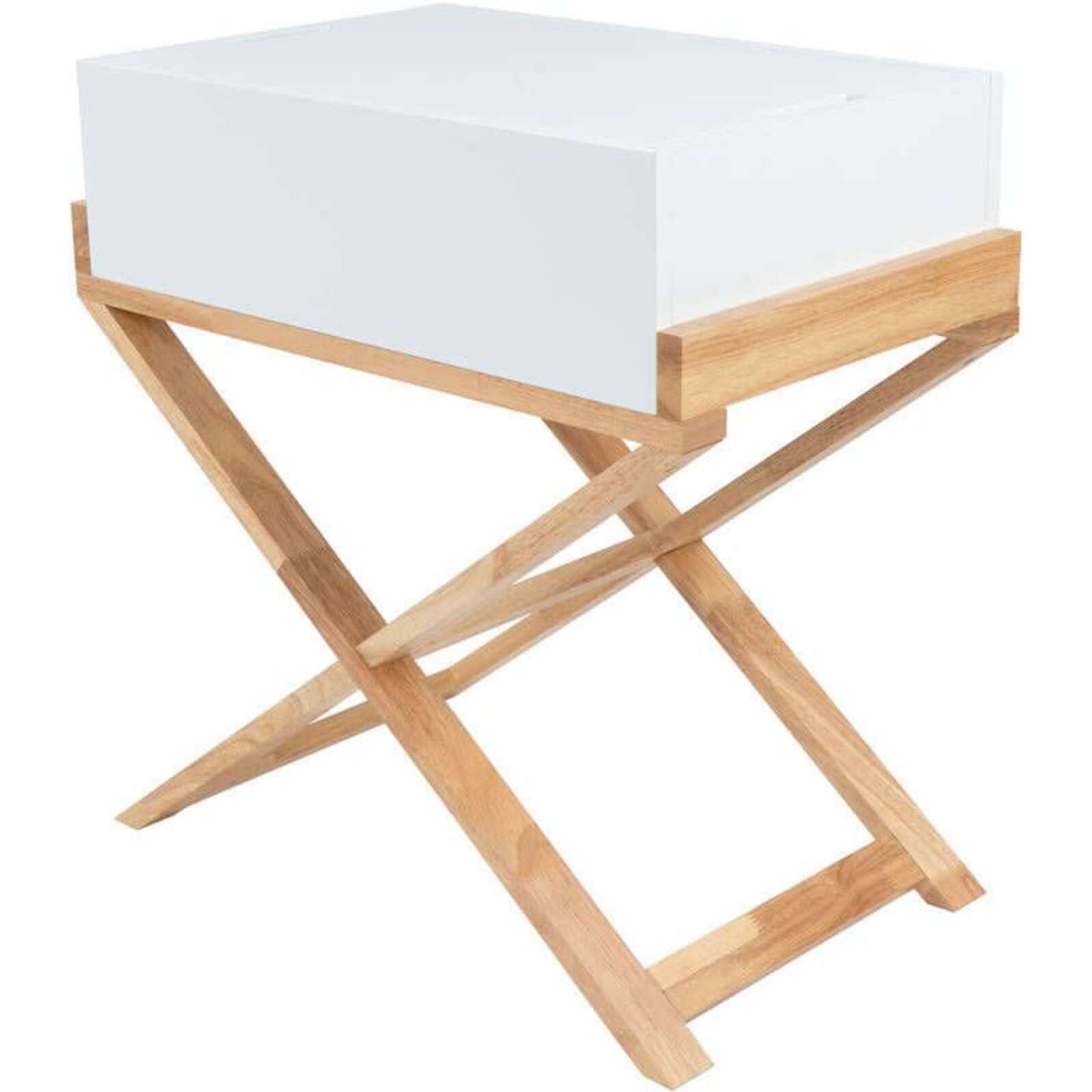 Table de chevet 1 niche couleur blanc et bois clair