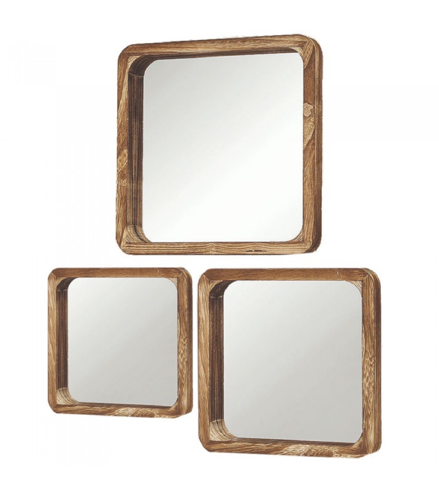 Set de 3 miroirs décoratifs carrés en bois
