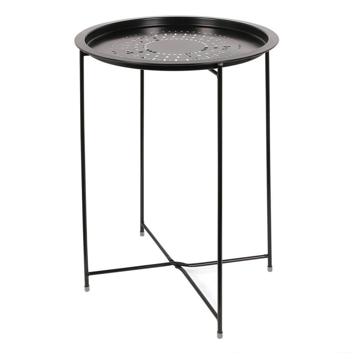 Table d'Appoint Ronde Métallique Noire