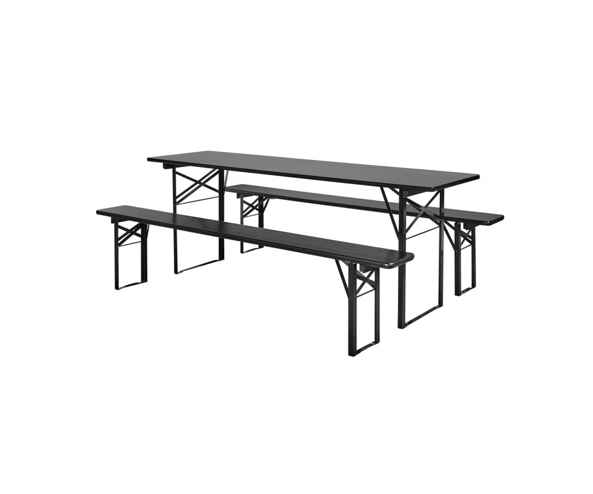 Grande table de jardin avec bancs bois de pin
