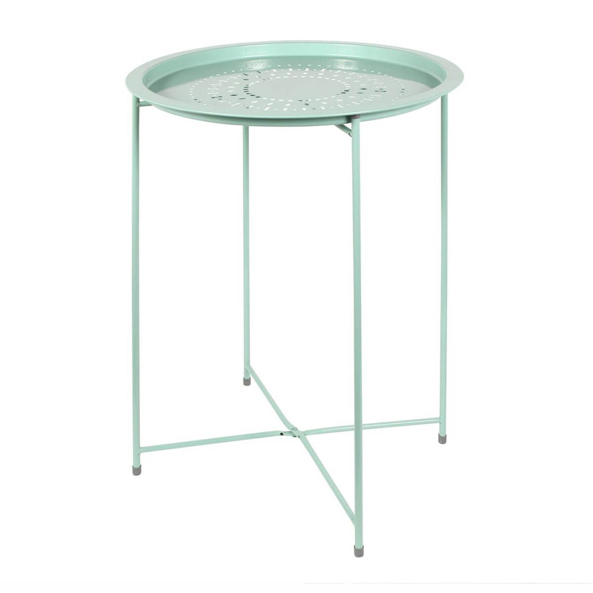 Table d'Appoint Ronde Métallique Vert d'Eau