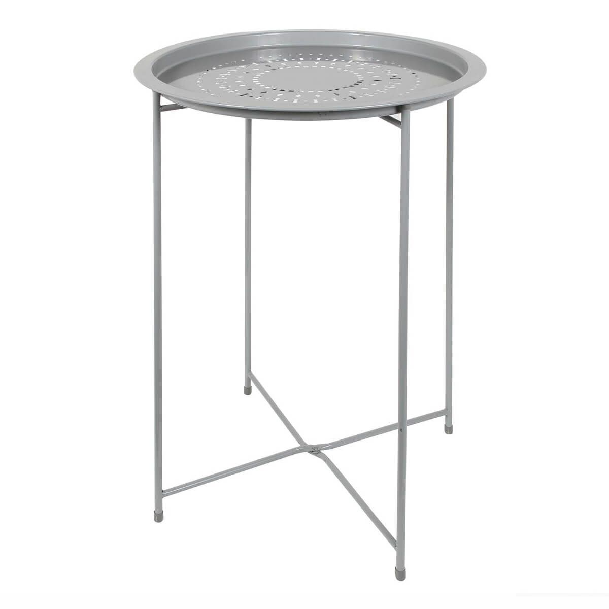 Table d'Appoint Ronde Métallique Grise
