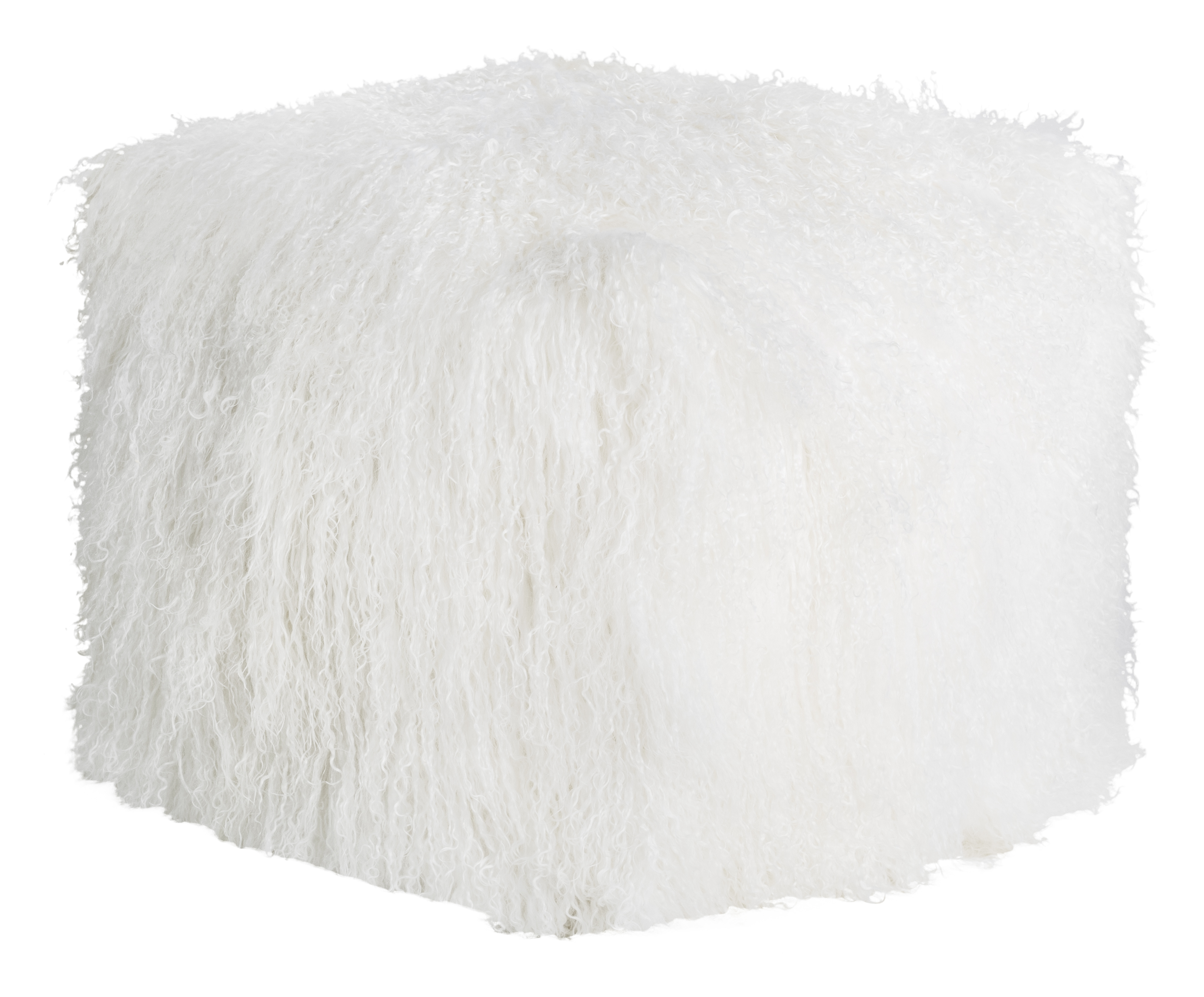 Pouf d'intérieur laine d'agneau tibétain blanc Pouf d'intérieur laine d'agneau tibétain blanc