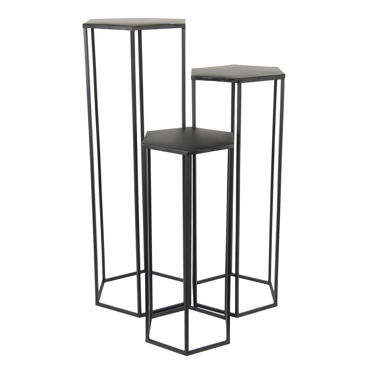 Lot  de 3 sellettes gigognes métal noir