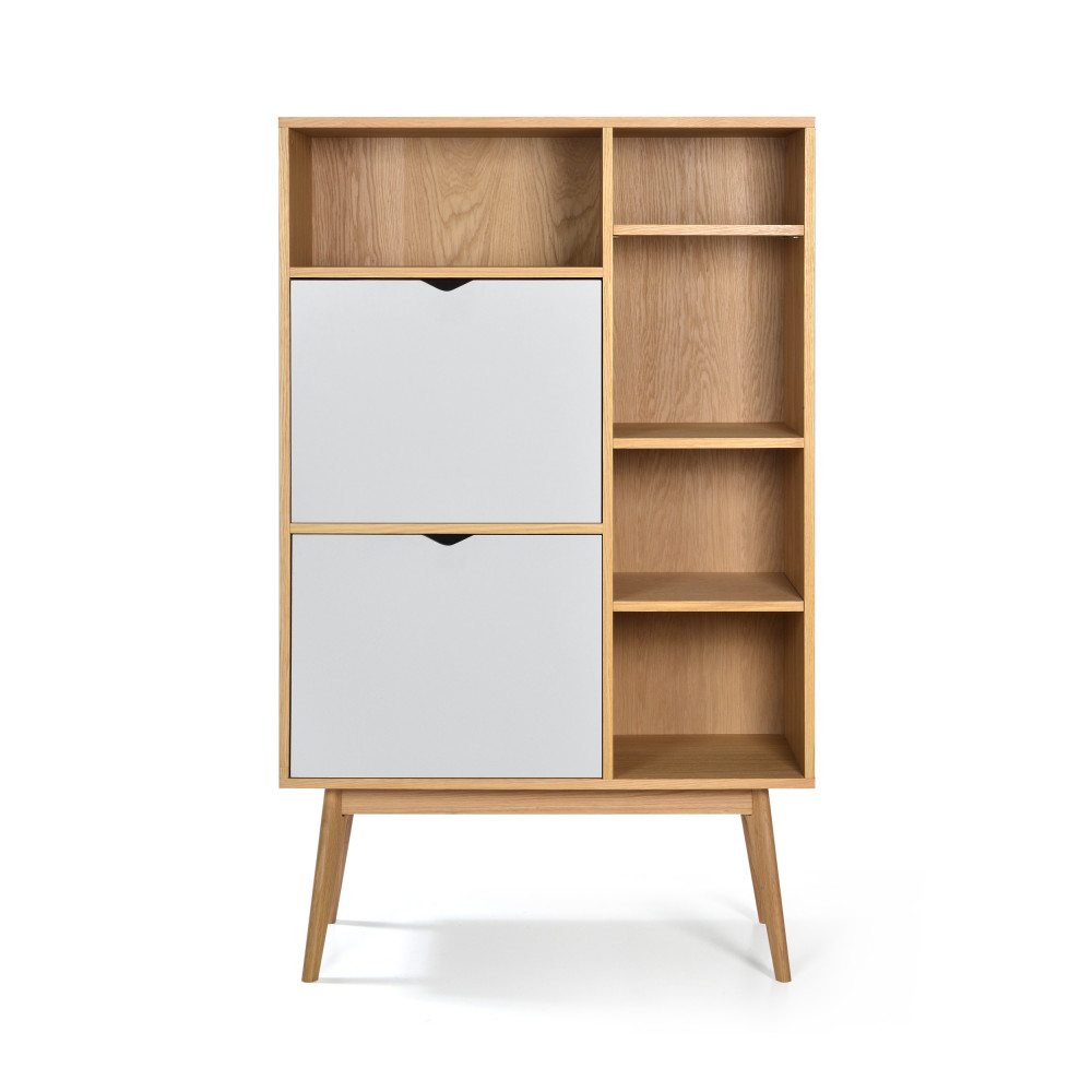 Buffet haut design 2 portes chêne blanc craie