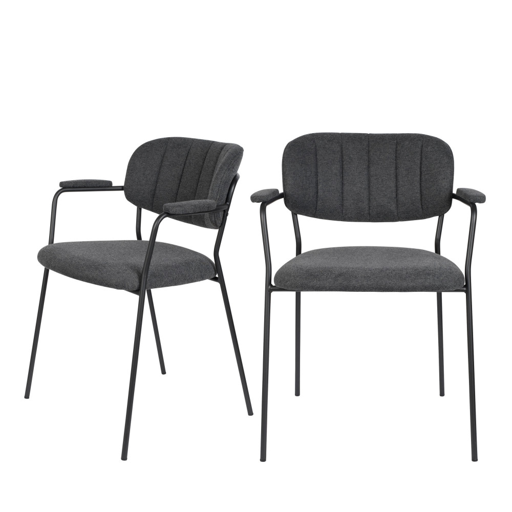 2 chaises avec accoudoirs pieds noirs gris foncé 2 chaises avec accoudoirs pieds noirs gris foncé