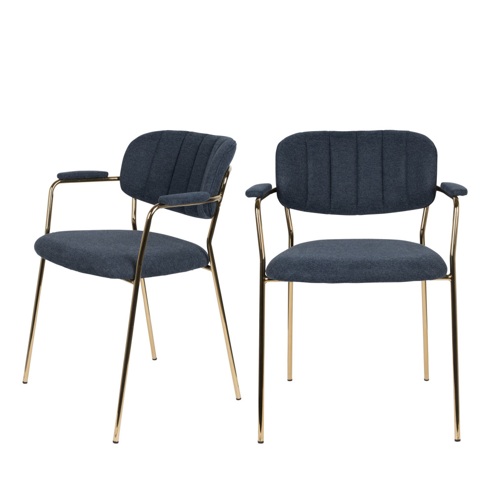 2 chaises avec accoudoirs pieds dorés bleu foncé 2 chaises avec accoudoirs pieds dorés bleu foncé